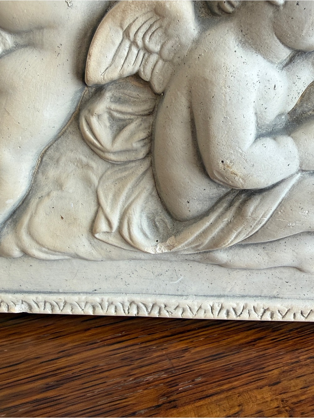 Vintage Chalkware Cherub Musical High‑Relief Wall Plaque – Cream Neoclassical - Picture 4 of 14